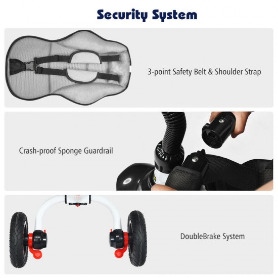 6-In-1 Kids Baby Pushing Tricycle Detachable Bike w/ Canopy Bag