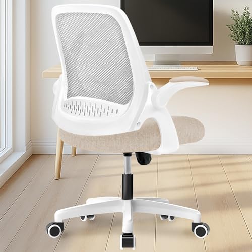 NEO CHAIR Office Desk Chair Computer Gaming Ergonomic Lumbar Back Support with Flip-up Padded Armrest Adjustable Height and Wheels for Home Vanity Bedroom Study (All Black)