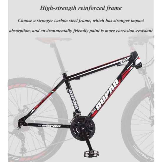 Mountain Bike 26 Inch, 21/24/27/30 Speed, Full Suspension Dual Disc Brake Mountain Bike, Mens Women Adult All Terrain Mountain Bike with Mudguard