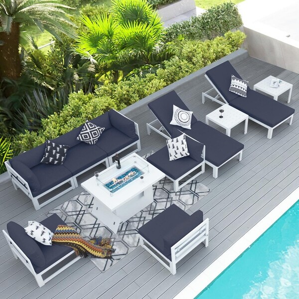 Nicesoul White Aluminum Modern Patio Furniture Sectional Sofa Set with Cushion