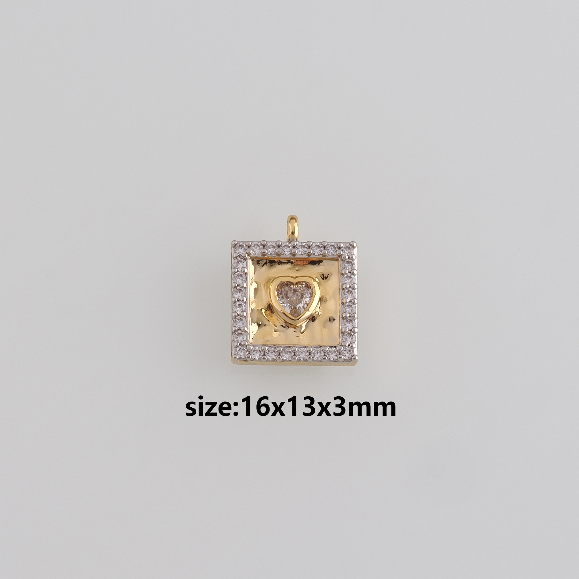 18K Gold Filled Heart Pendant,CZ Micro Pave Heart Charm Earrings Necklace for DIY Jewelry Making Supply