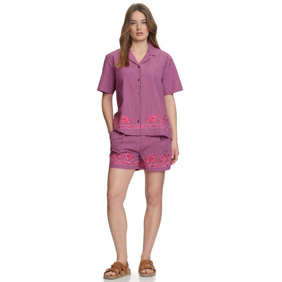 Jonas Nielsen Damen Seersucker-Bluse mit Stickerei