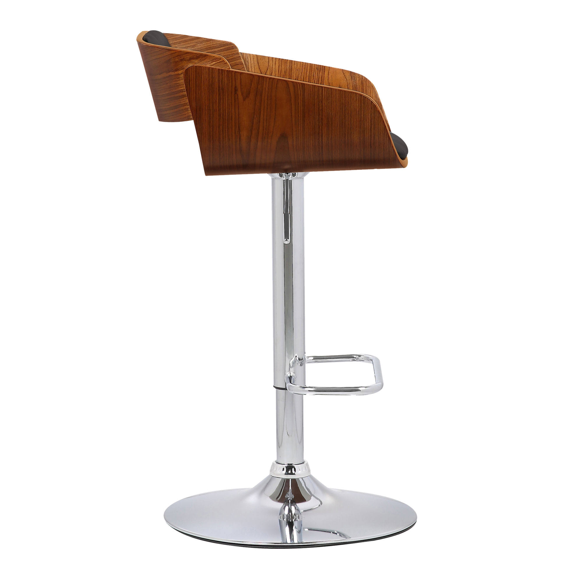 Armen Living Jenny Faux Leather Adjustable Swivel Bar Stool, Black