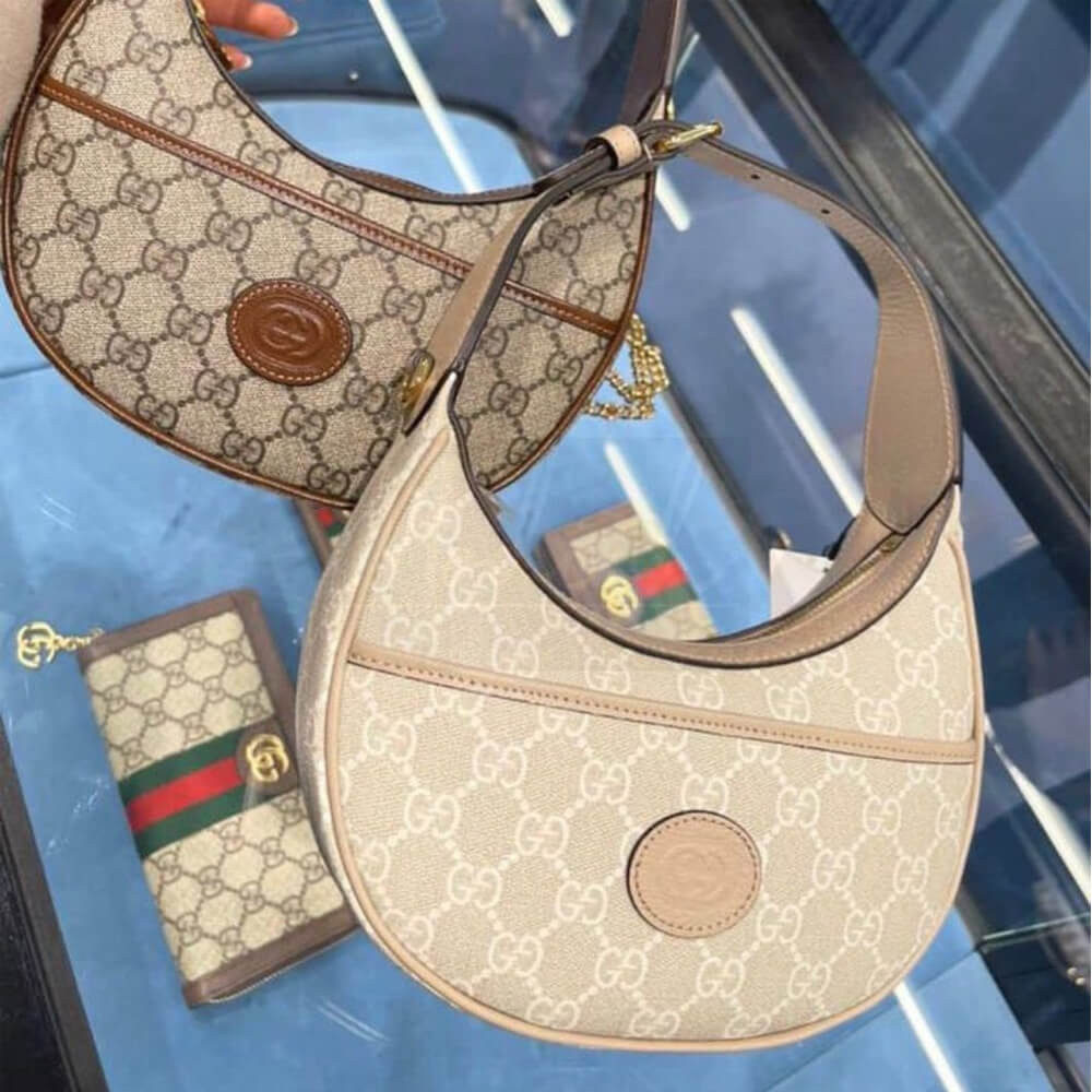 Gucci Half-Moon-Shaped Mini Bag with Interlocking G Brown