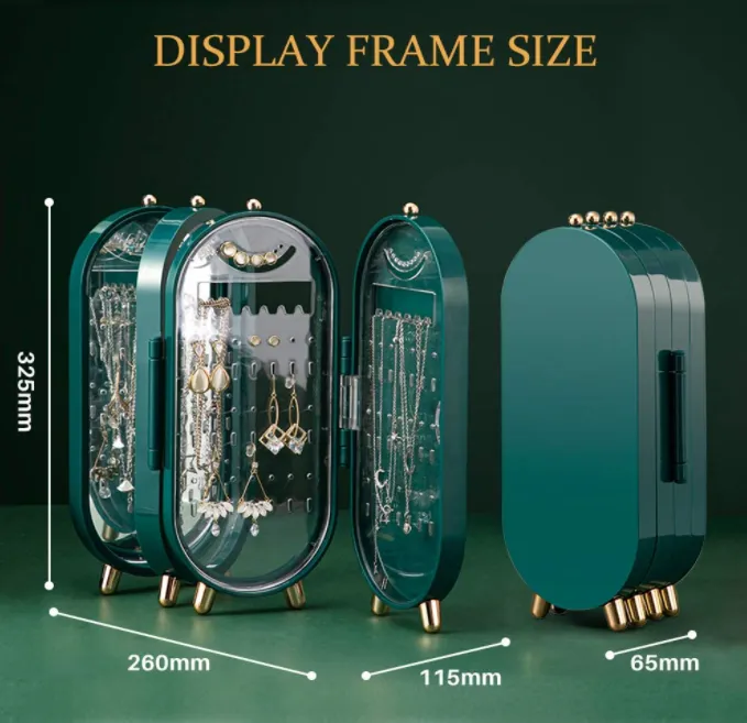4 Doors Foldable Screen Jewelry Organizer With Mirror
