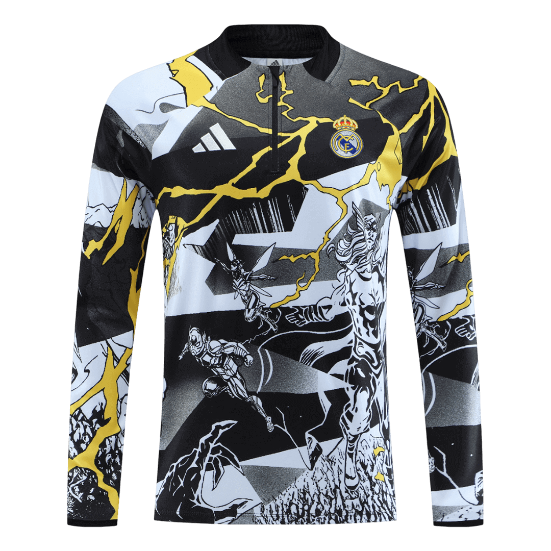 Real Madrid 1/4 Zip Tracksuit 2025/26 Kids Black