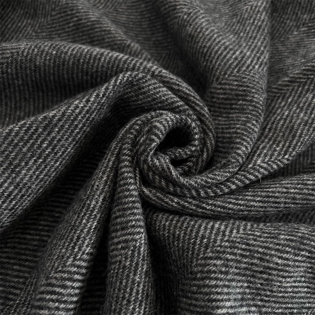 Graphite Herringbone Merino Lambswool Blanket