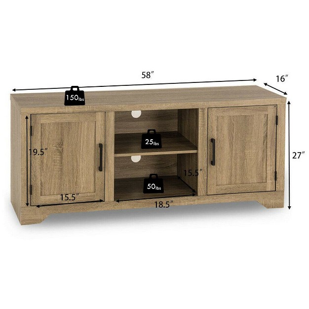 Costway Rustic Tv Stand Entertainment Center Farmhouse Console Storage Wood Cabinet