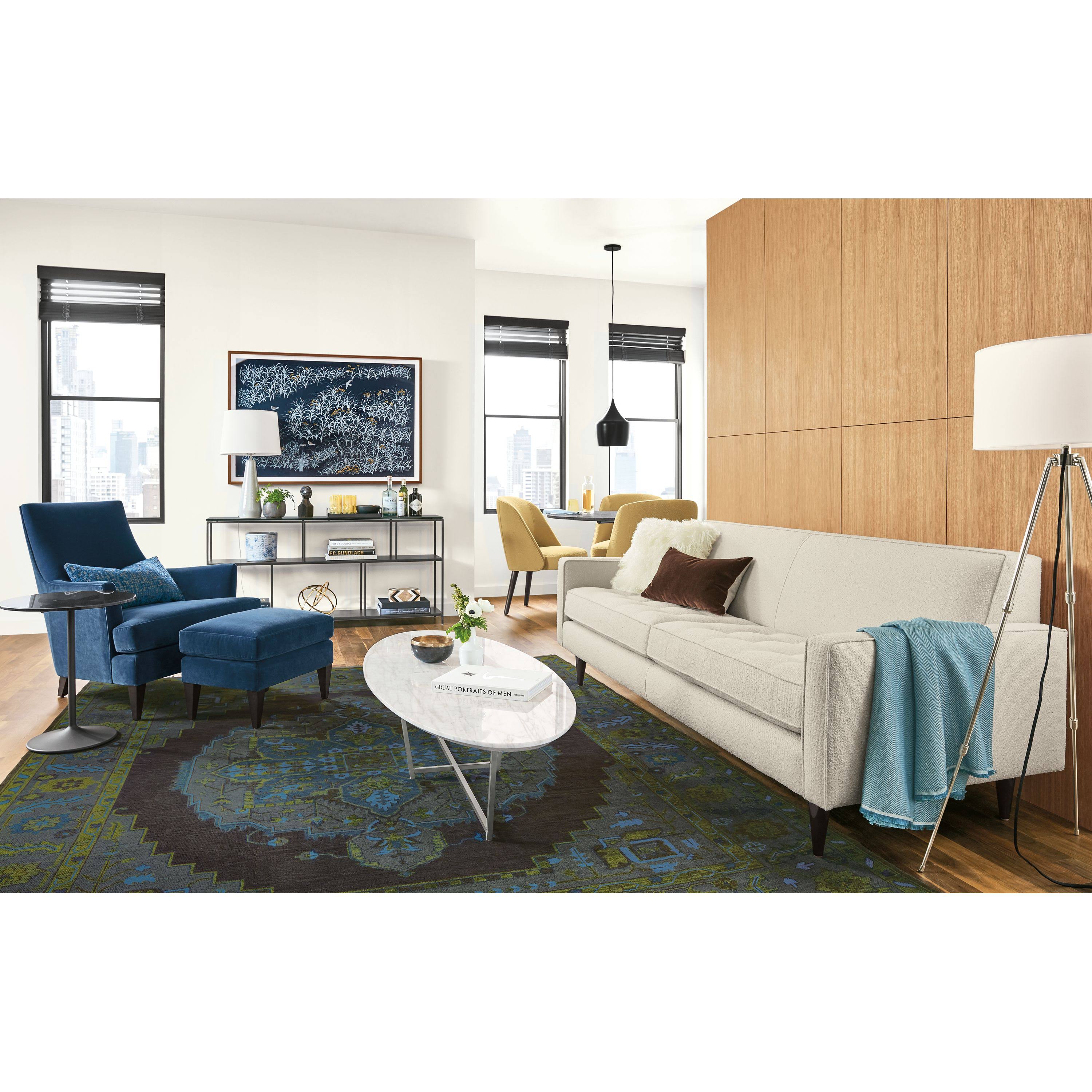 Room u0026 Board | Modern Bowen Console Table in Recycled Natural Steel 8D 32W 29h in White | White Tempered Glass Top