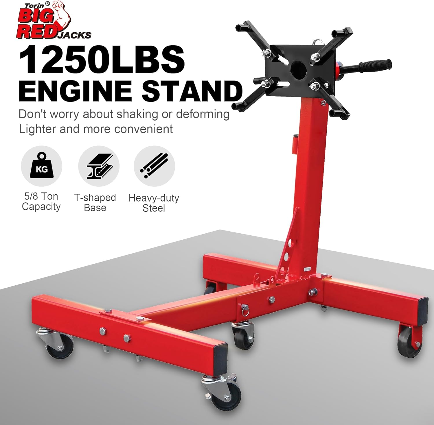 Rotating Engine Stand: Removable Oil Pan and Magnetic Tray, Turbine Turntable, 2 Brake Caster Lockable Wheels, 1,000 Lbs Capacity
