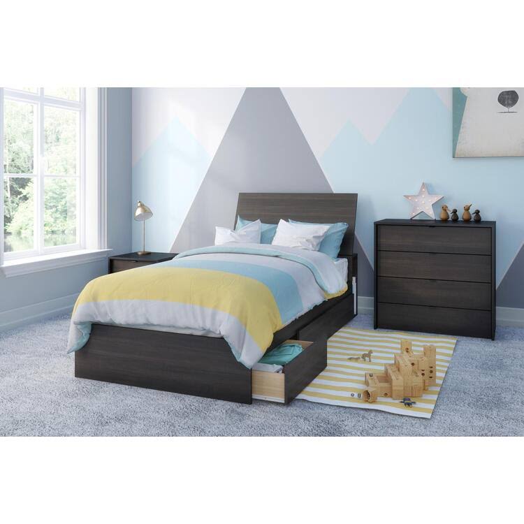 Nexera 212406 4-Drawer Chest, Black/Ebony
