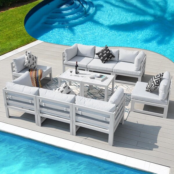 Nicesoul White Aluminum Modern Patio Furniture Sectional Sofa Set with Cushion