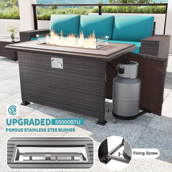Patio Furniture Sectional Sofa Set,PE Rattan Swivel Rocking Chairs Patio Conversation Set