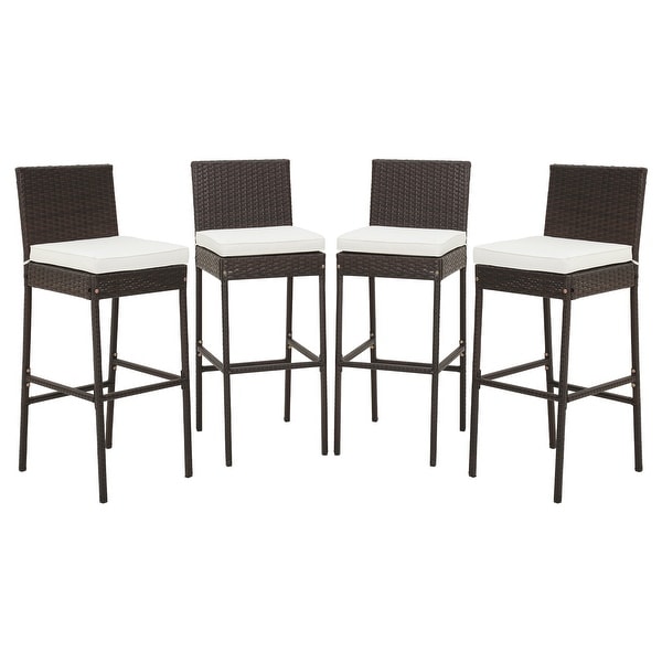 Set of 2/4 Patio Wicker Barstools with Seat Cushion and Footrest
