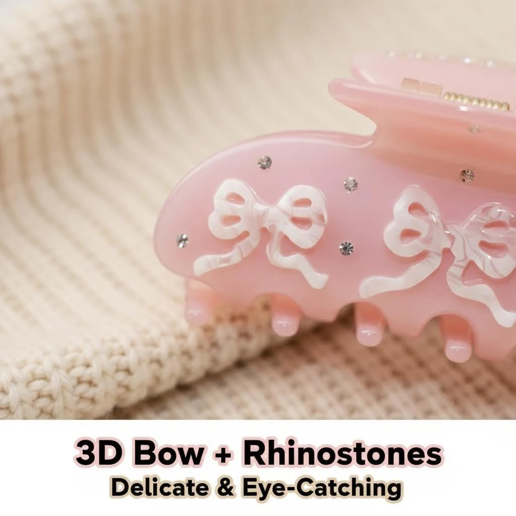 3D Bow Rhinestone Hair Clip | Feminine Hair AccessoryClistos