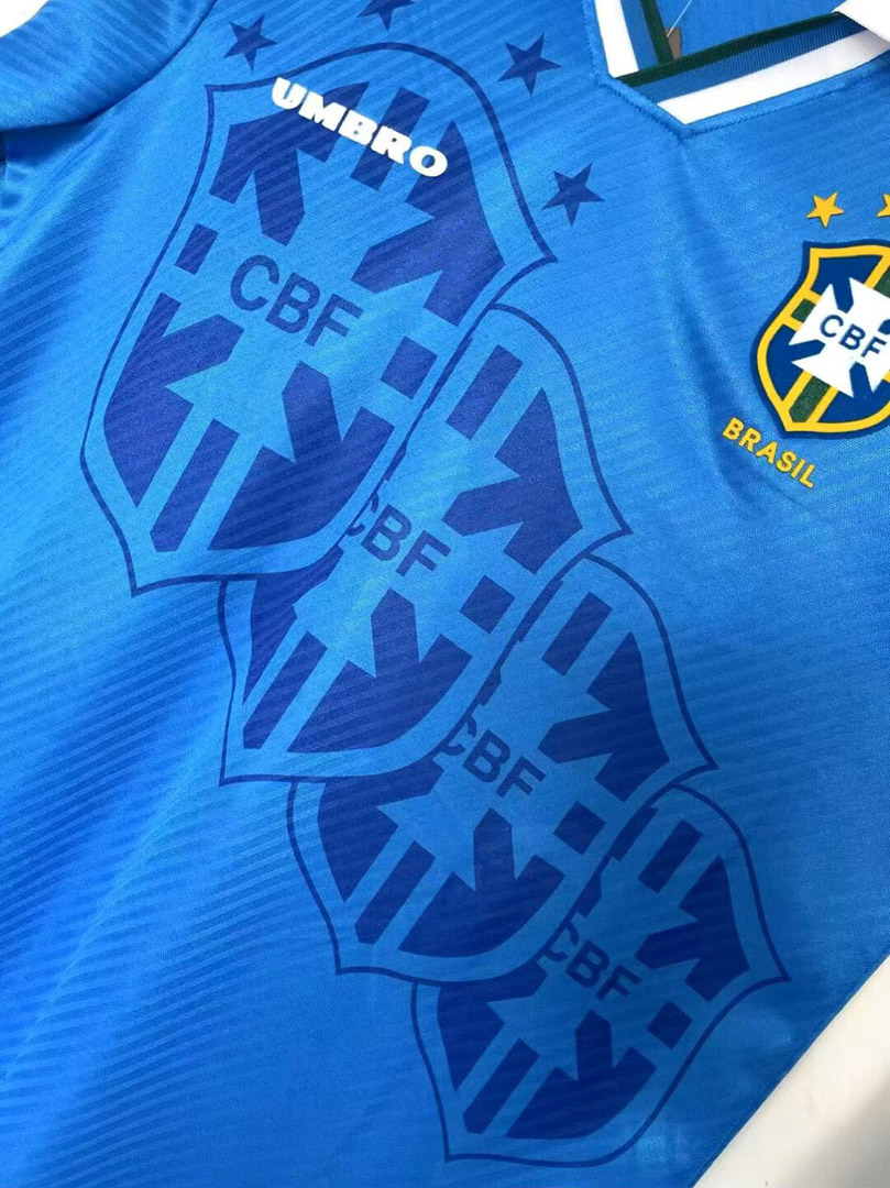 Retro  Brazil 1996 Away Blue Long Sleeves 3