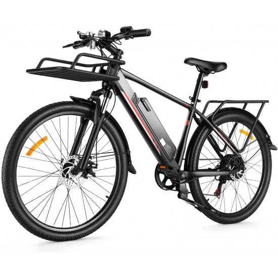 350W Electric Bike Electric Mountain Bike Electric Bicycle, 27.5″/26” Electric Commuting Bike with 36V 10.4Ah Lithium Battery, Premium Front Suspension and 7 Speed Gears