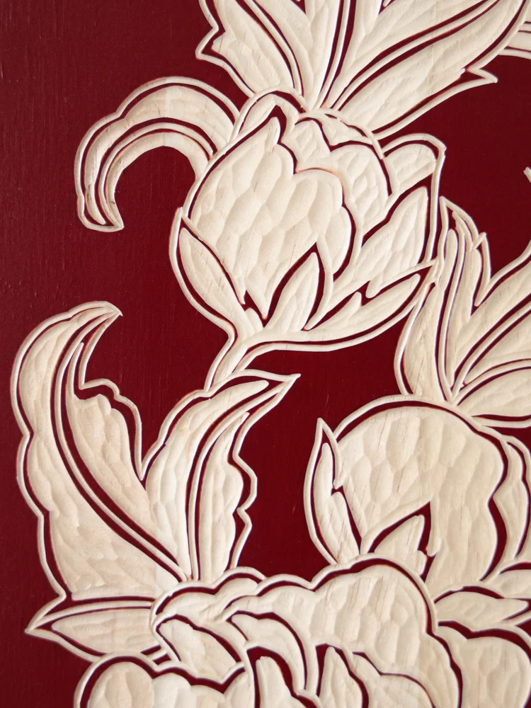 AH226 - Hand-carved Yellow Poplar Wood Painting 