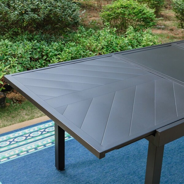 MAISON ARTS 7/9 Patio Dining Set,6/8 Sling Patio Swivel Dining Chairs and 1 Expandable Metal Dining Table