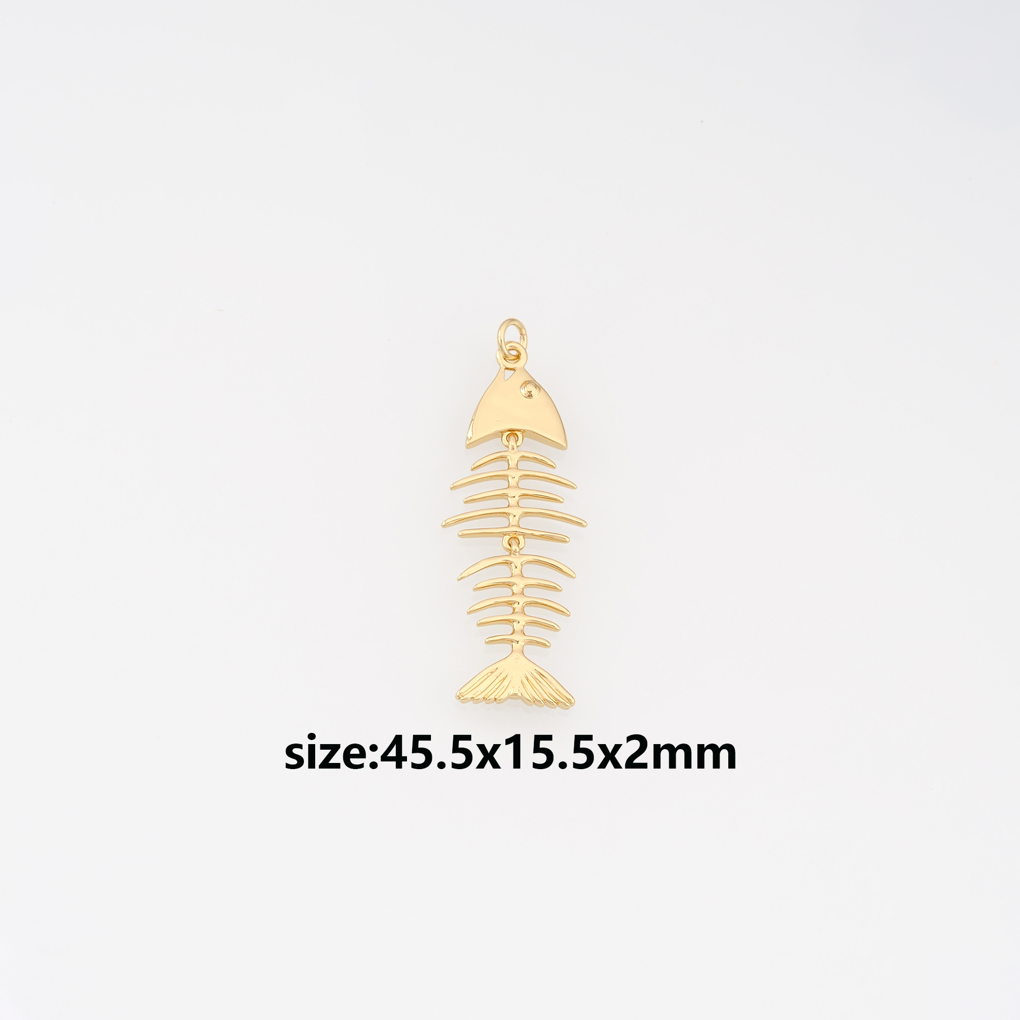 18K Gold Filled Fishbone Pendant,Fishbone Charm Earrings Necklace for DIY Jewelry Making Supply