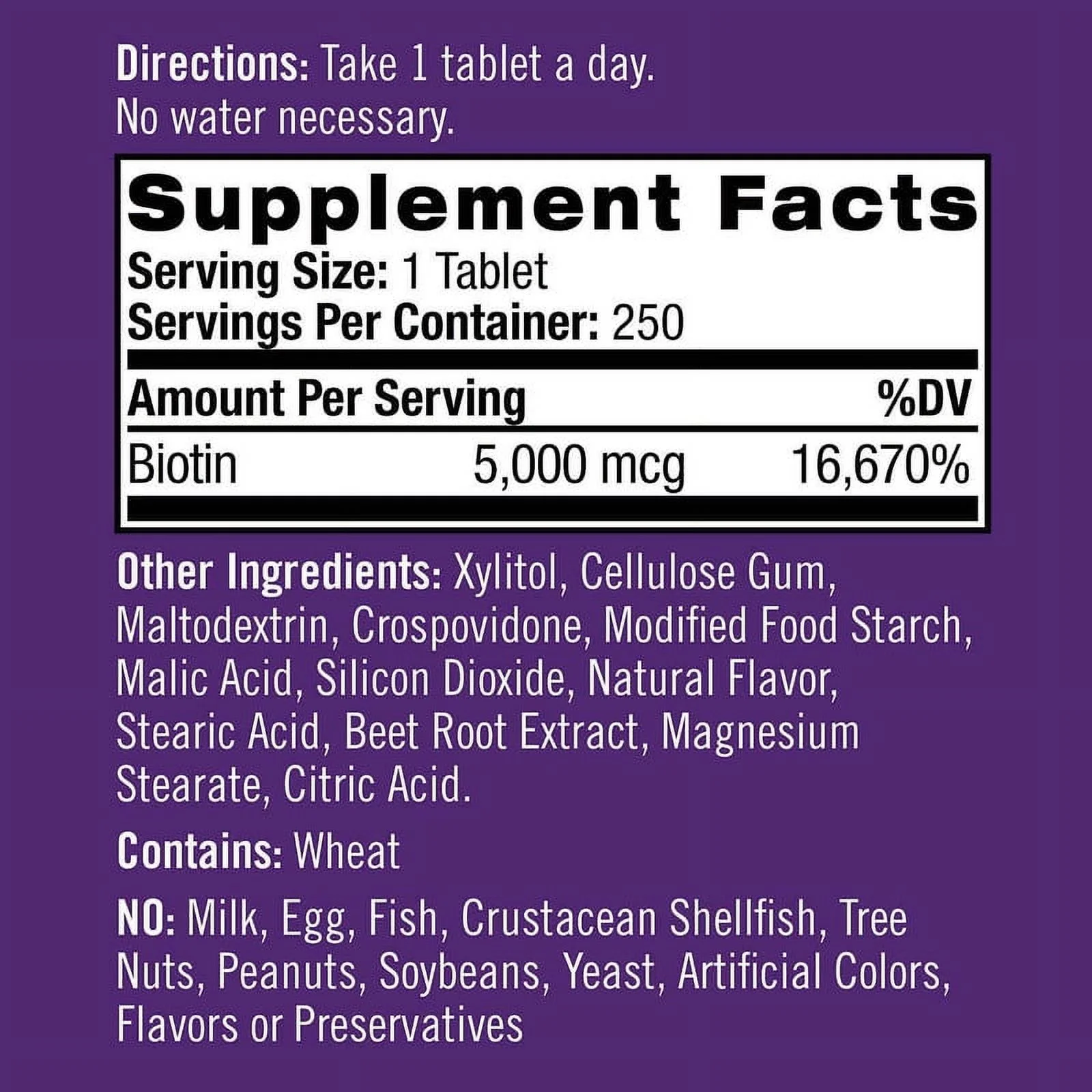 Natrol Biotin BEAUTY 5,000 mcg Strawberry Flavor - 250 Fast Dissolve Tablets