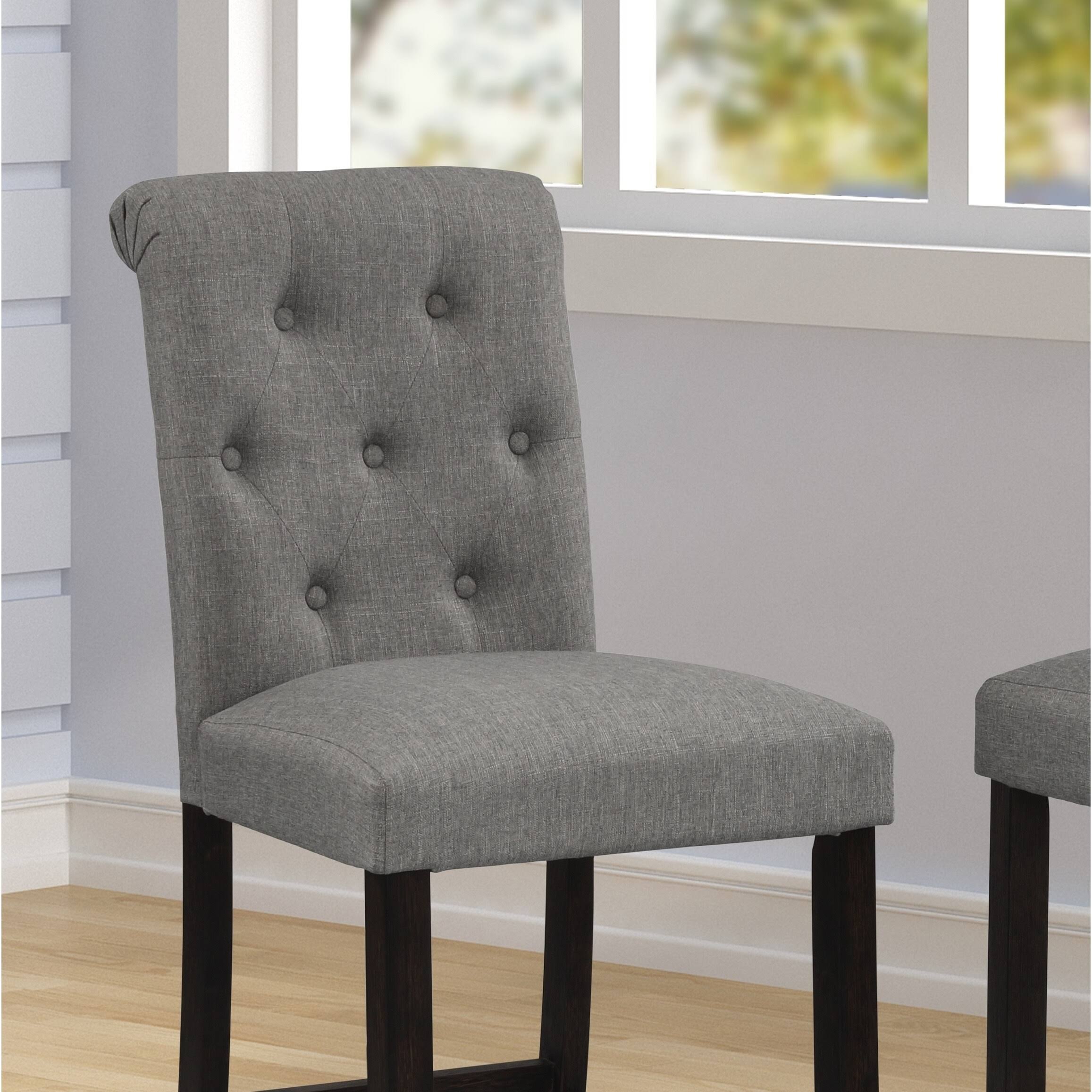 Leviton Solid Wood Tufted Asons Barstool, Set of 2 (Blue)