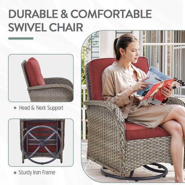 Pocassy Patio Swivel Rocker Chairs with Side Table