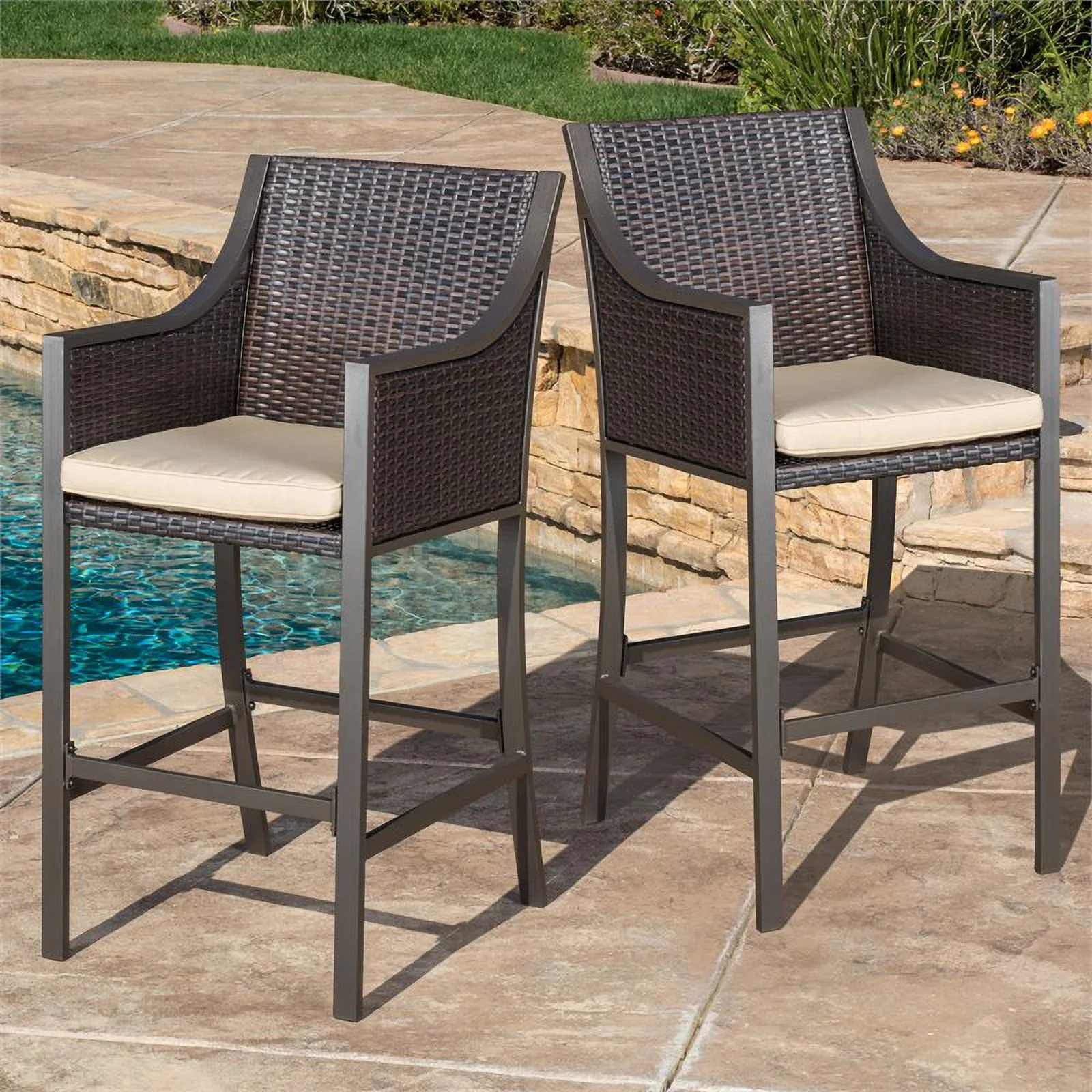 Noble House Riga Bar Stool (Set of 2) Multi Brown