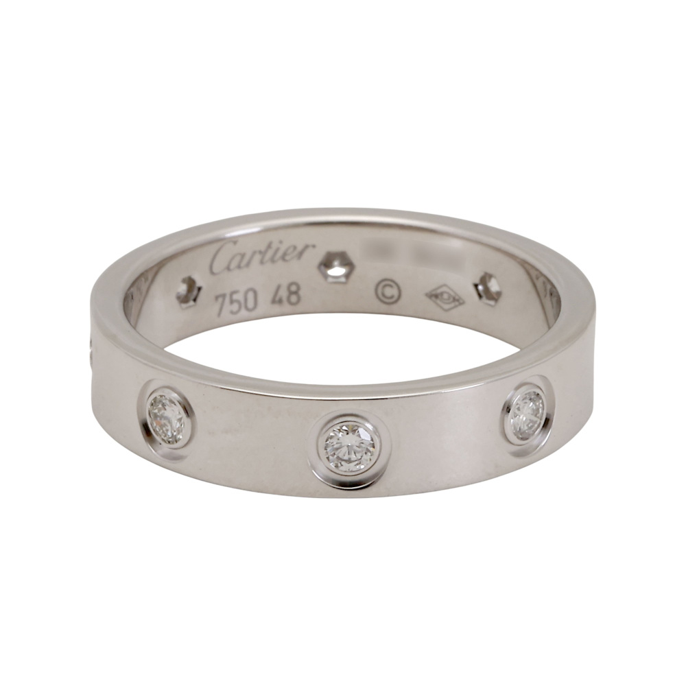 Cartier Love Sm 8 Diamonds Ring 18K White Gold Diamond B4050600