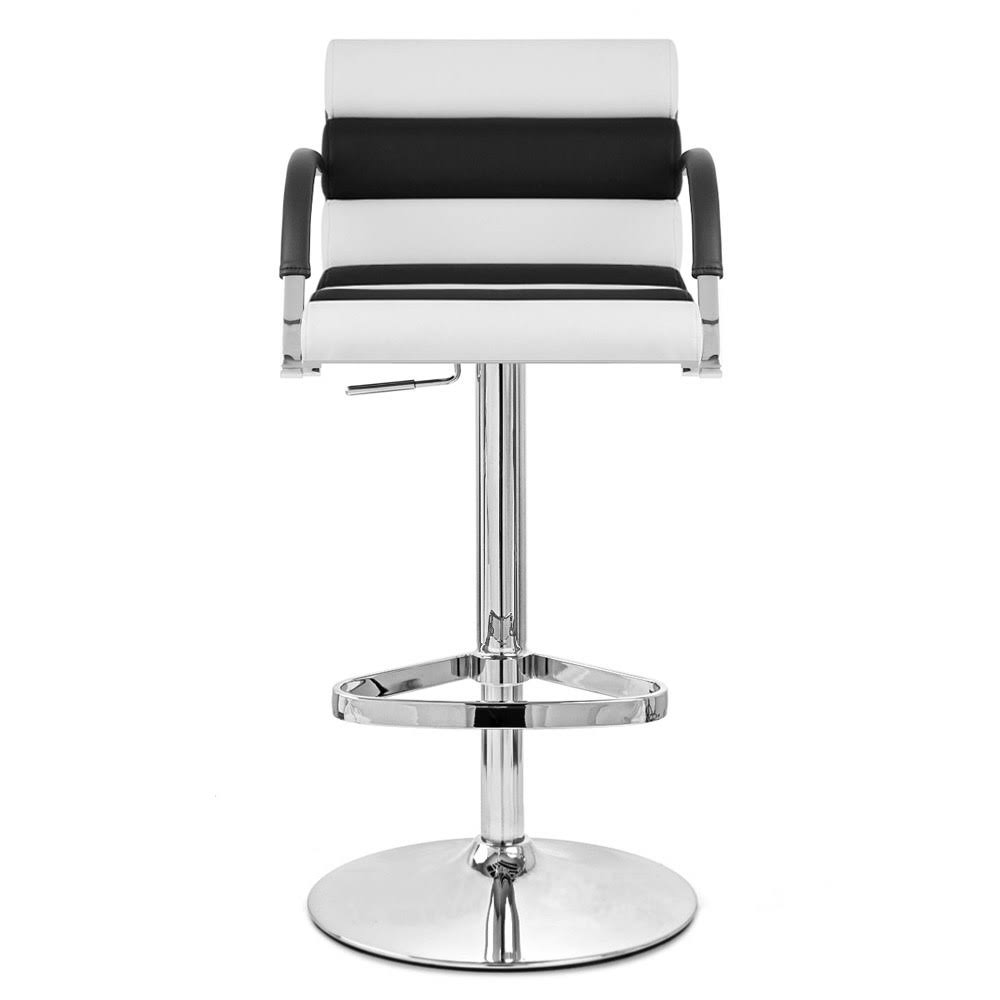 Zuri Furniture Black and White Ego Adjustable Height Swivel Bar Stool with Chrome Base