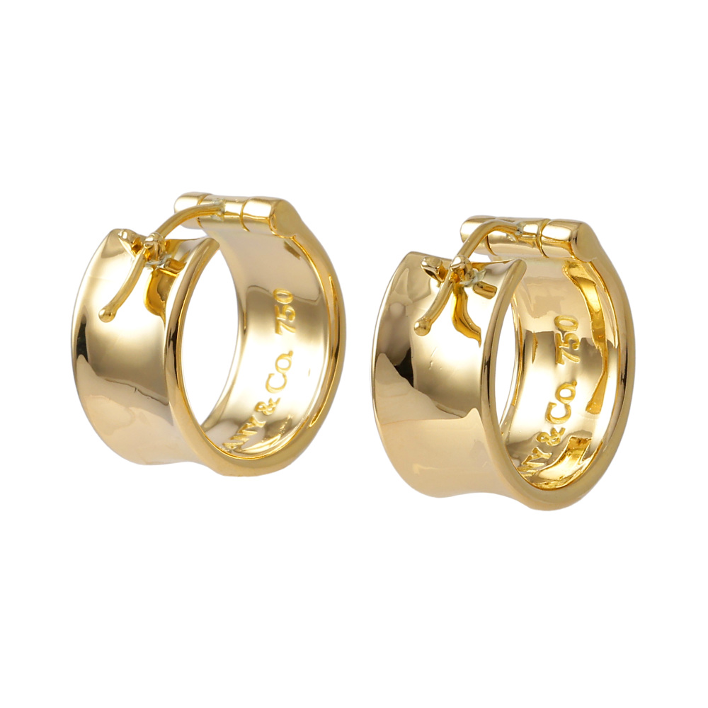 Tiffany & Co. Tiffany 1837 Narrow Wide Hoop Earrings 18K Yellow Gold