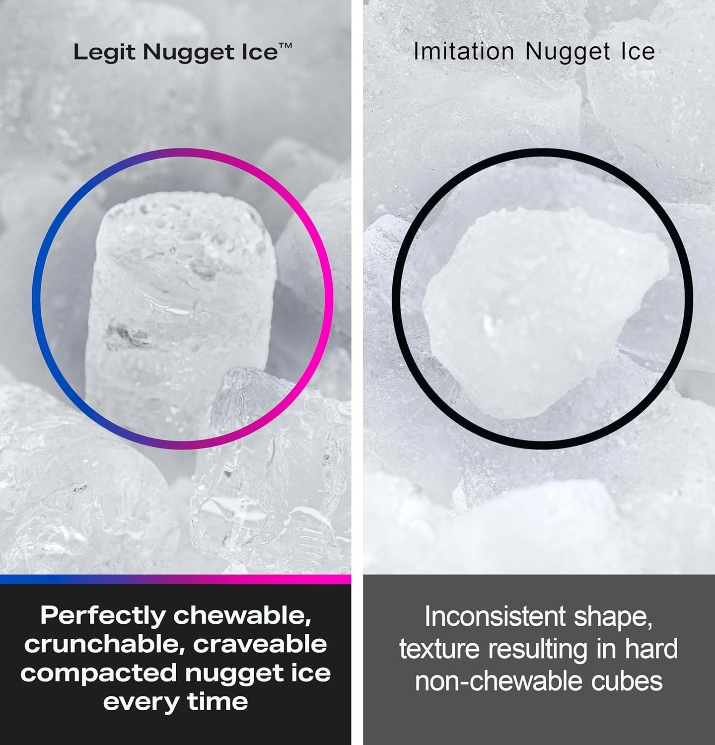 Chewable Crunchable Countertop Nugget Ice Maker, Scoop included, 38 lbs in 24 hours, Pellet Ice Machine with WiFi & Smart Connected, Stainless Steel