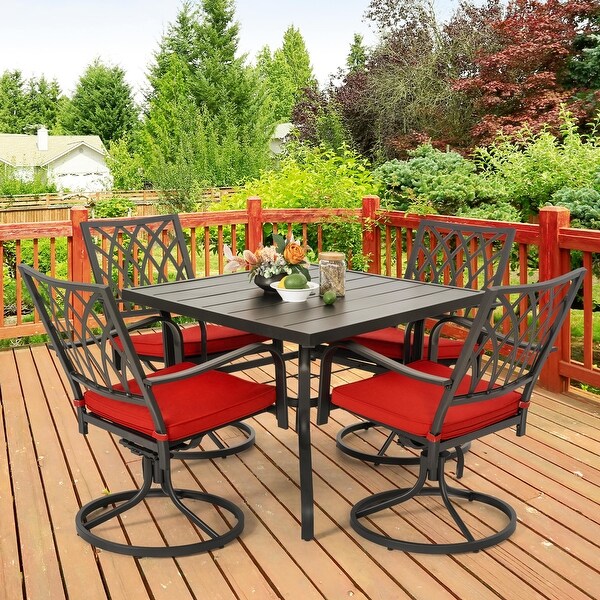 Nuu Garden Outdoor 5Piece Dining Set,Stackable Chairs and 37'' Square Dining Table