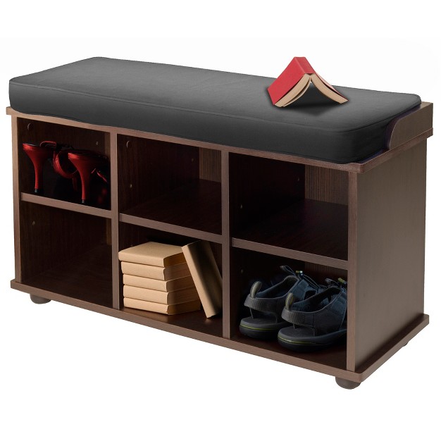 Townsend Entry Bench With Cushion And Storage Espresso Winsome