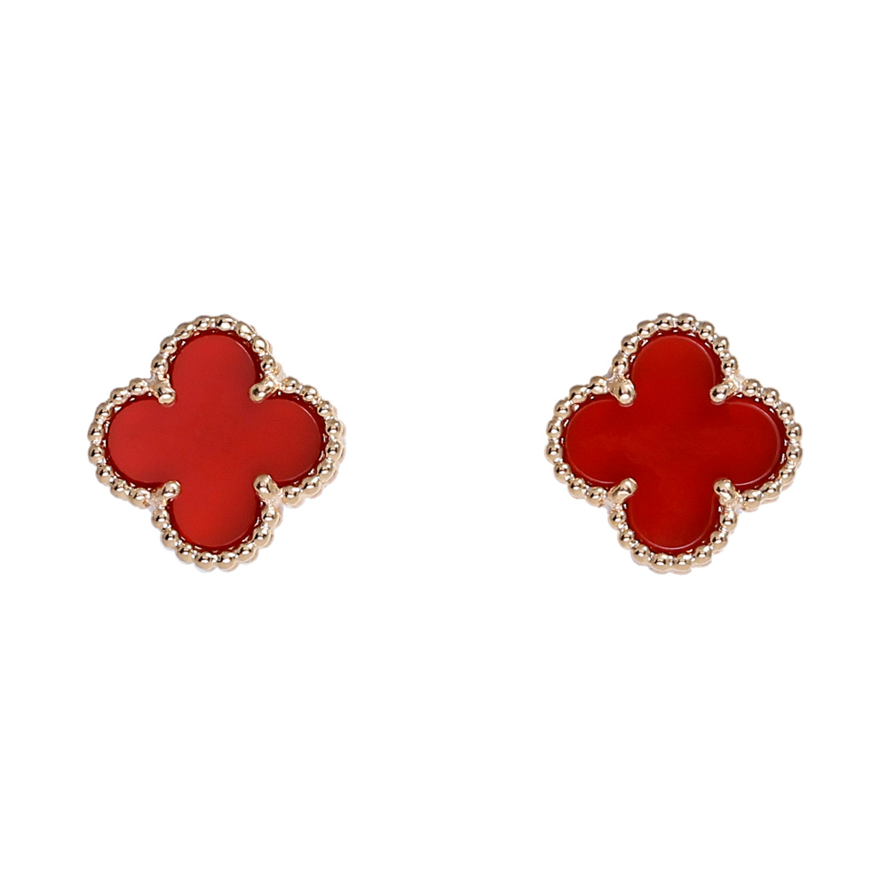 Van Cleef & Arpels Sweet Alhambra Earrings 18K Rose Gold Carnelian VCARN6BO00
