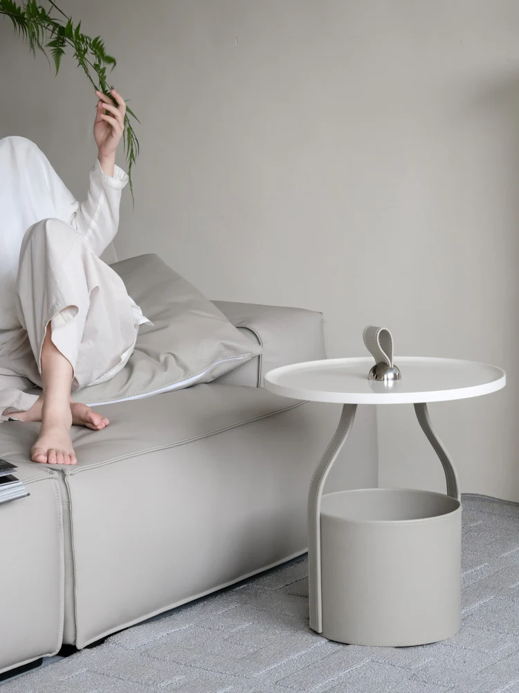YA020 - HERM@S So Black Italian Handcrafted Saddle Leather Sofa Side Table: Luxurious, Portable, Bedside