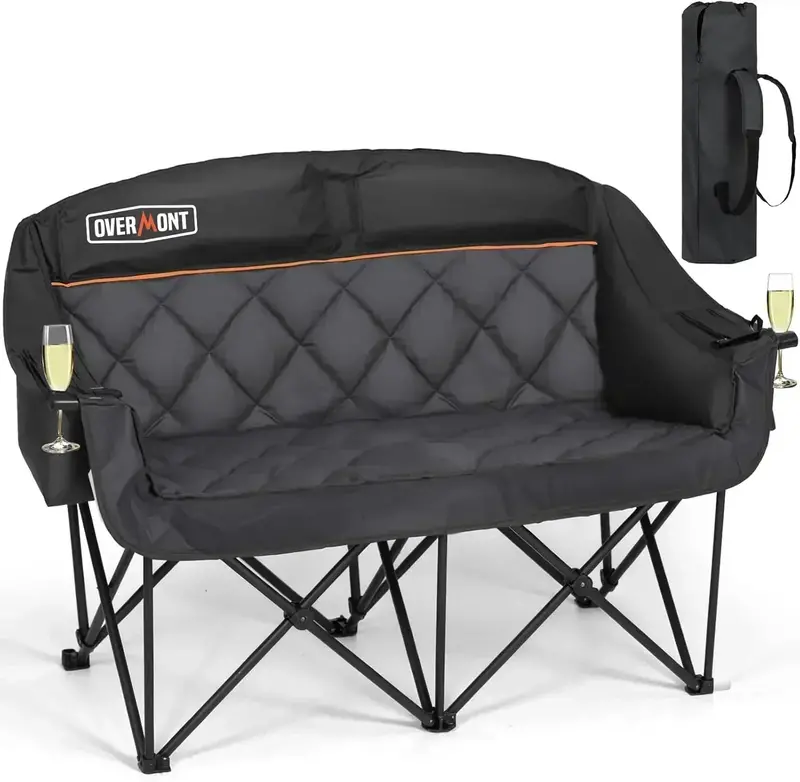 Spacious Two-Person Outdoor Sofa Chair — Extra-Large Foldable Lawn Loveseat