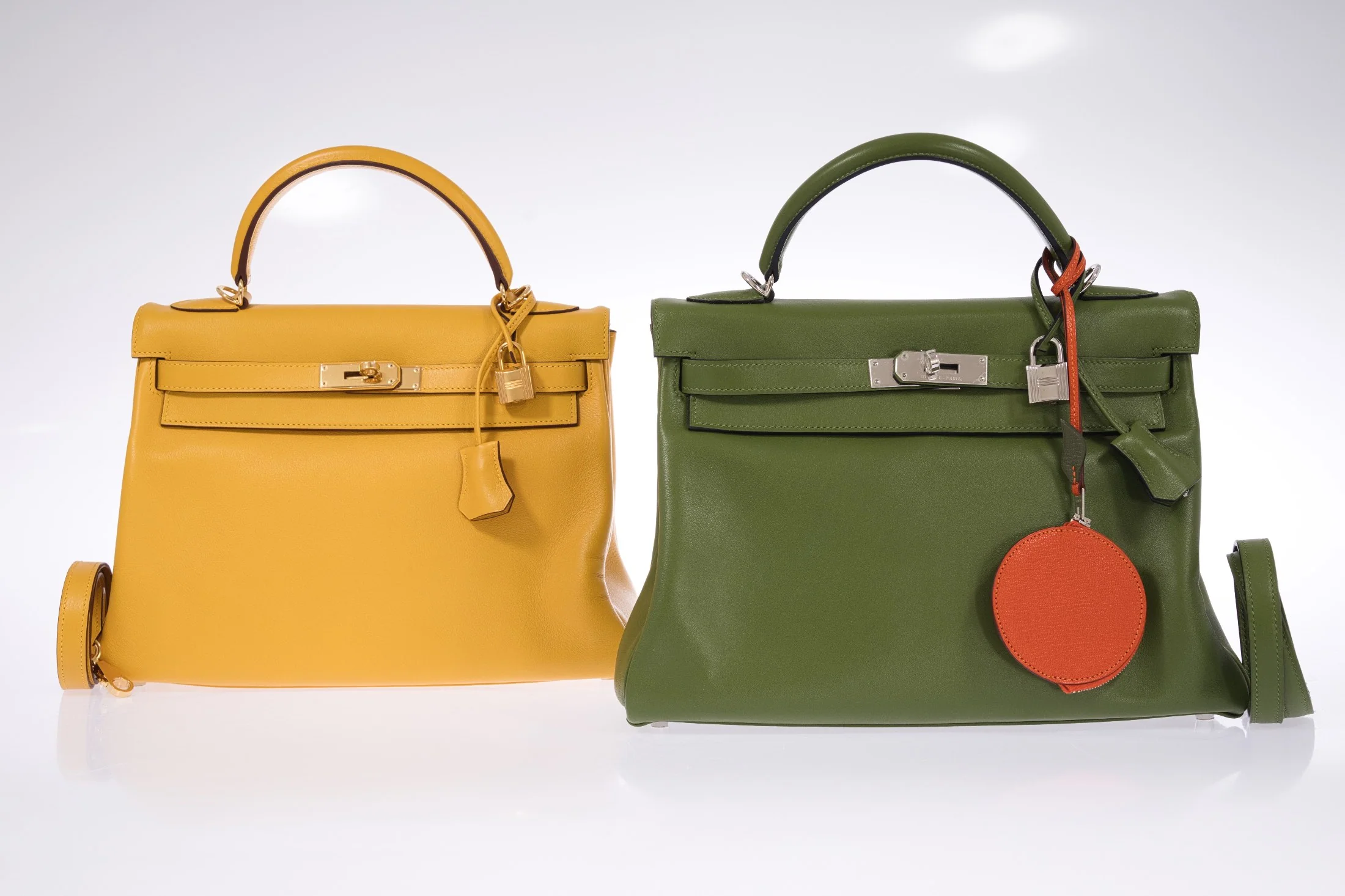 Hermès Kelly 32 Retourne Vert Pelouse Swift Palladium Hardware