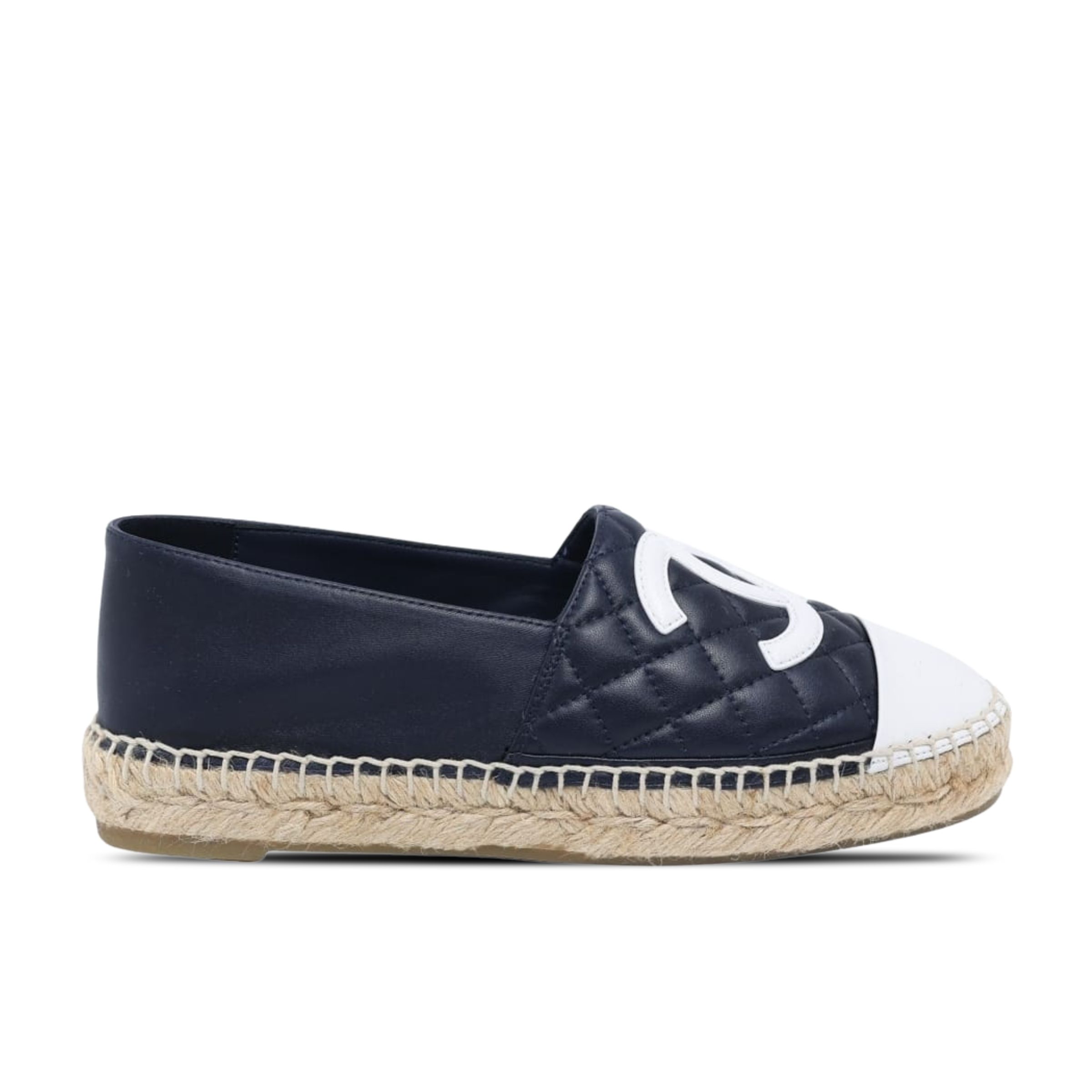 Chanel Cc Espadrilles Slip On White Black