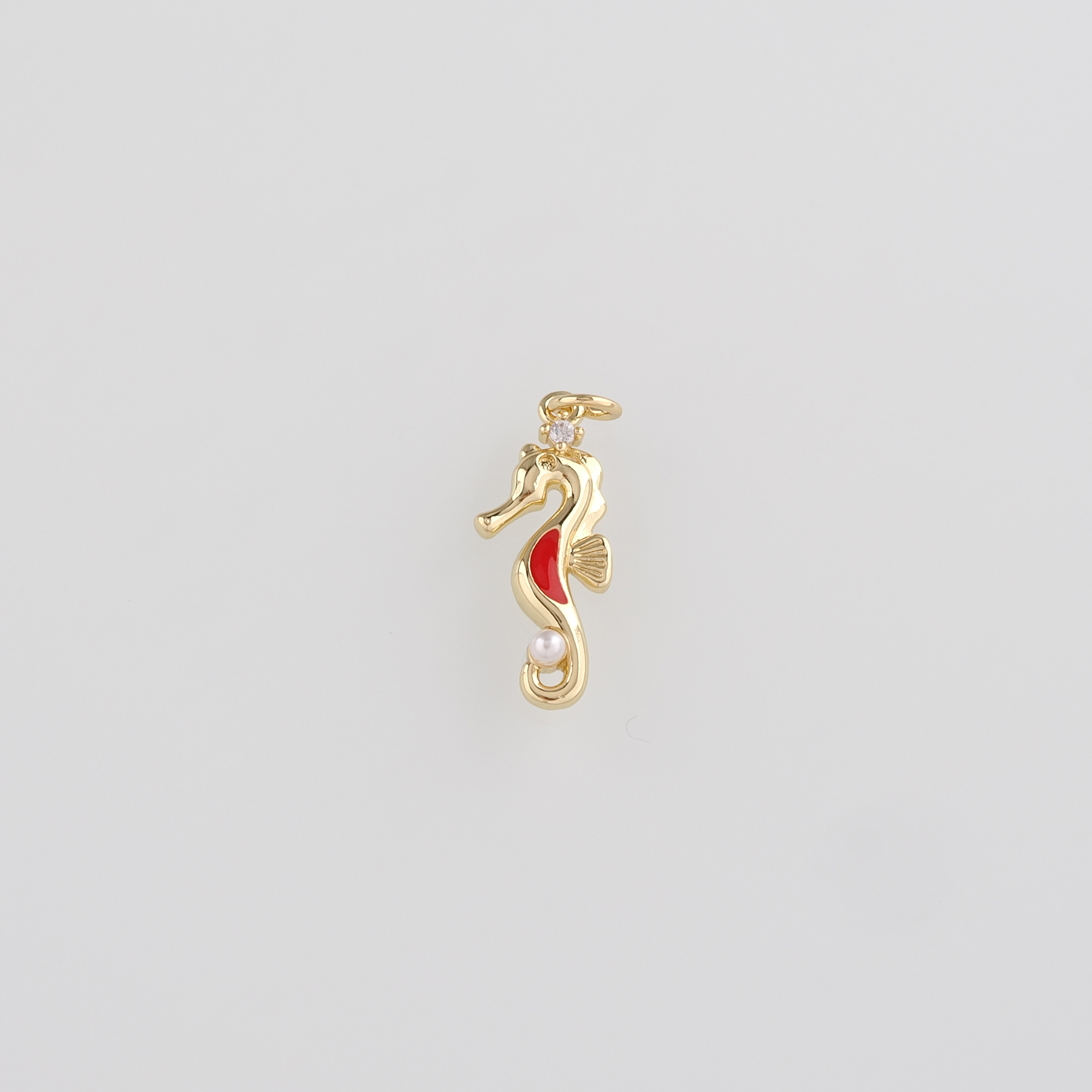 18K Gold Filled Seahorse Pendant,Enamel Seahorse Charm Earrings Necklace for DIY Jewelry Making Supply
