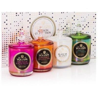 Voluspa 4 Candle Holiday Set with Glass Lids