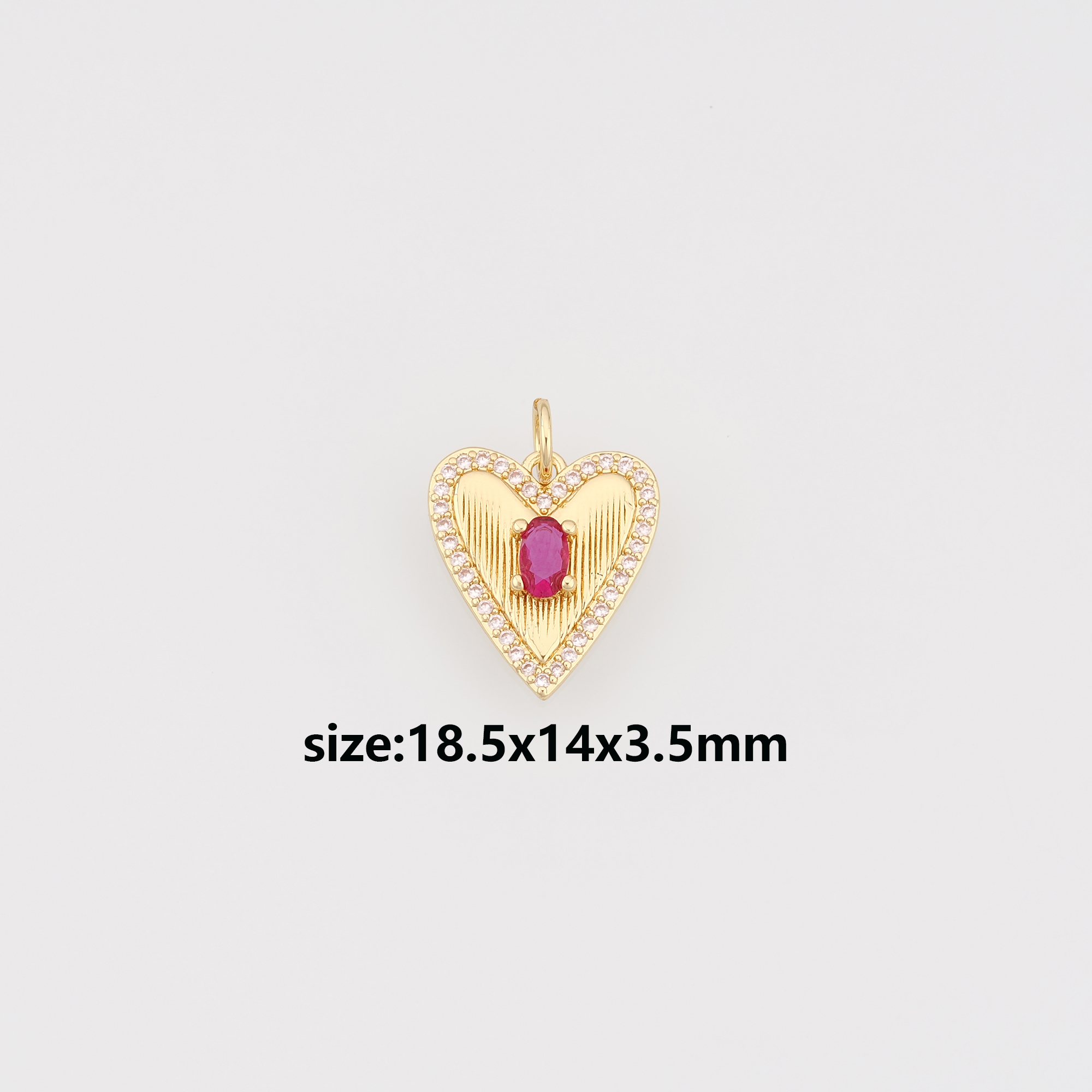 18K Gold Filled Heart Pendant,CZ Micro Pave Heart Charm Earrings Necklace for DIY Jewelry Making Supply