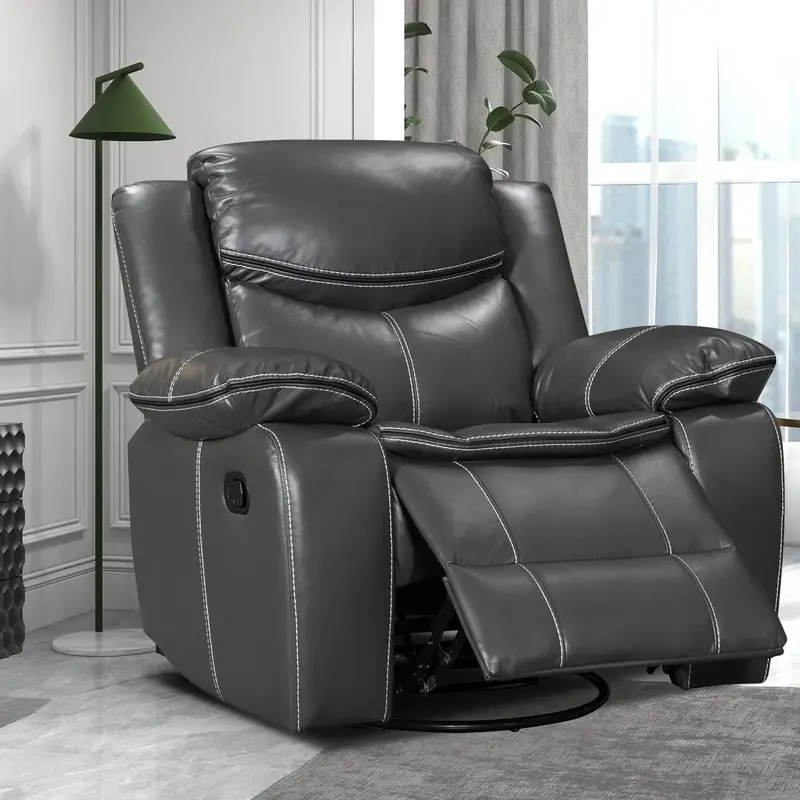 Wide-Seat Leather Recliner with Heat & Massage – Durable Ergonomic Lounge Chair