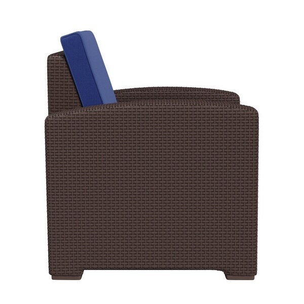 Faux Rattan Chair with AllWeather Cushion