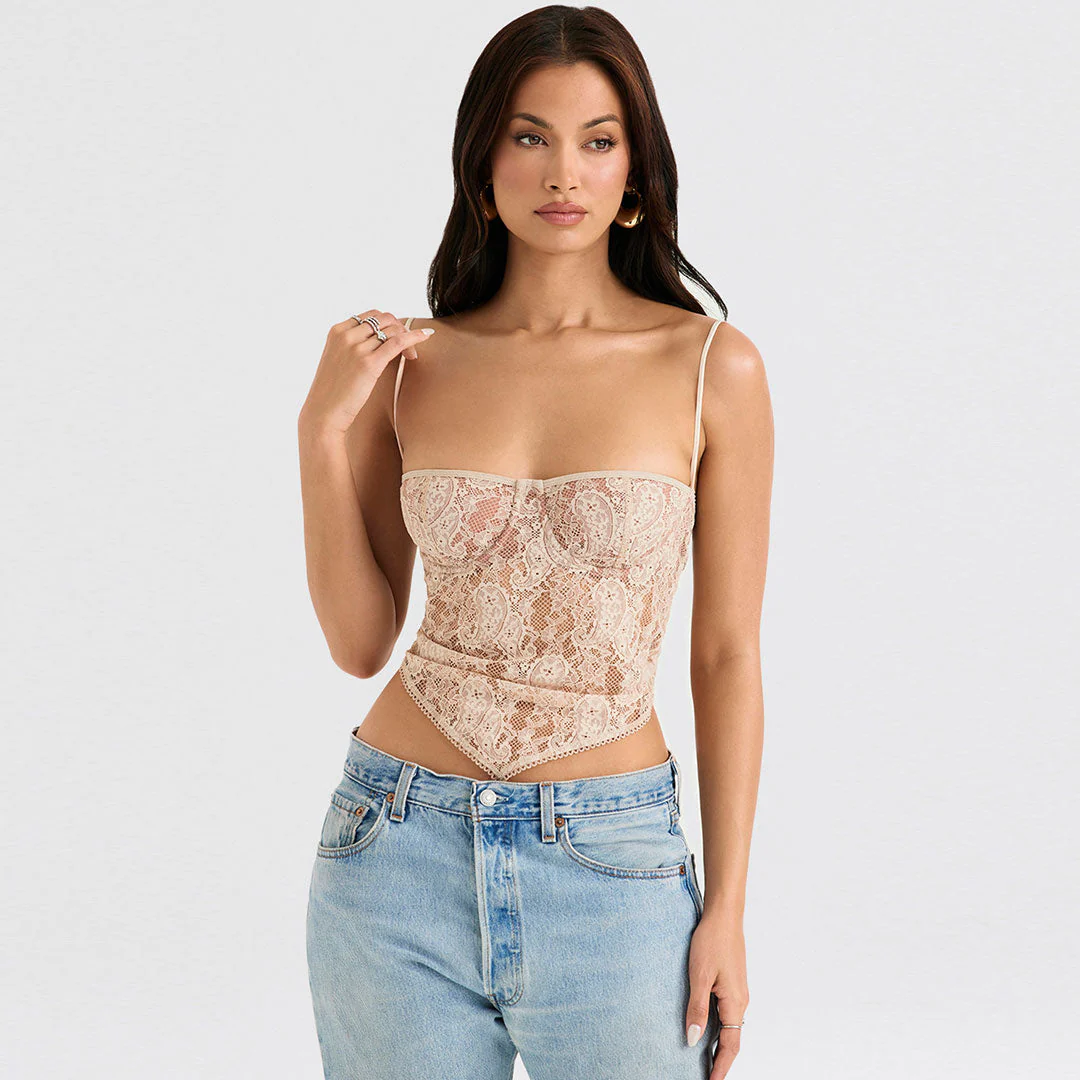 Lace Sweetheart Crop Corset TopClistos