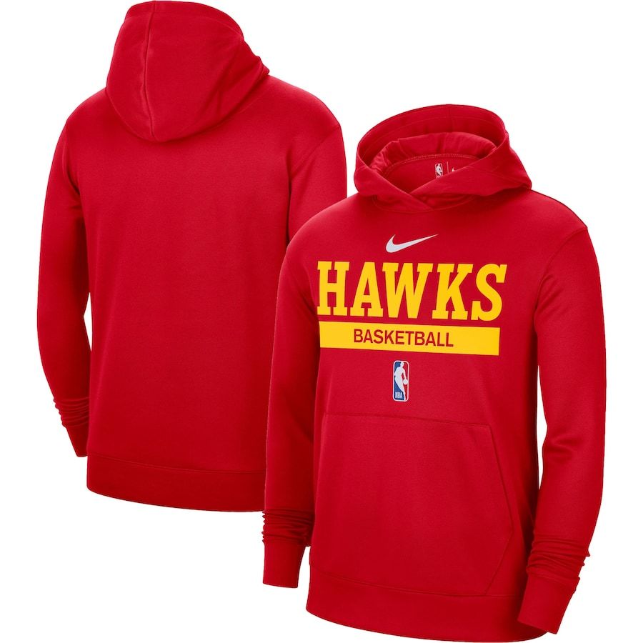 Men's Atlanta Hawks Red 2022/23 Spotlight On-Court Practice Performance Pullover Hoodie