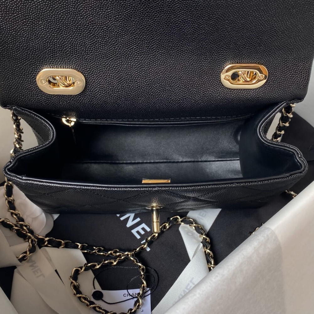 Chanel Small Flap Kelly Bag With Top Handle in Grained Calfskin
