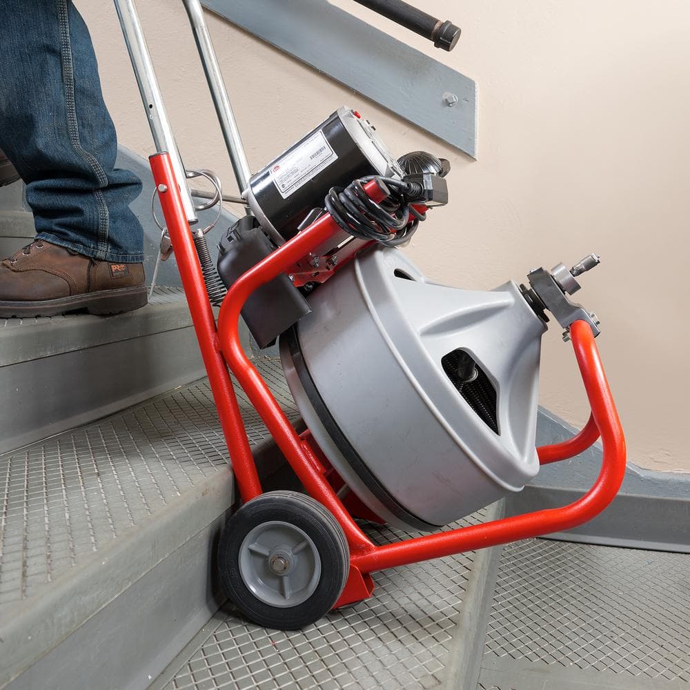 Ridgid K-400 Drain Cleaning Snake Auger 120-Volt Drum Machine with C-32IW 3/8 in. x 75 ft. Cable + 4-Piece Tool Set & Gloves 52363