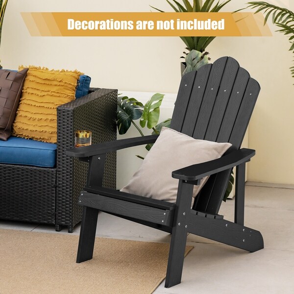 Costway Patio HIPS Adirondack Chair with Cup Holder Weather Resistant