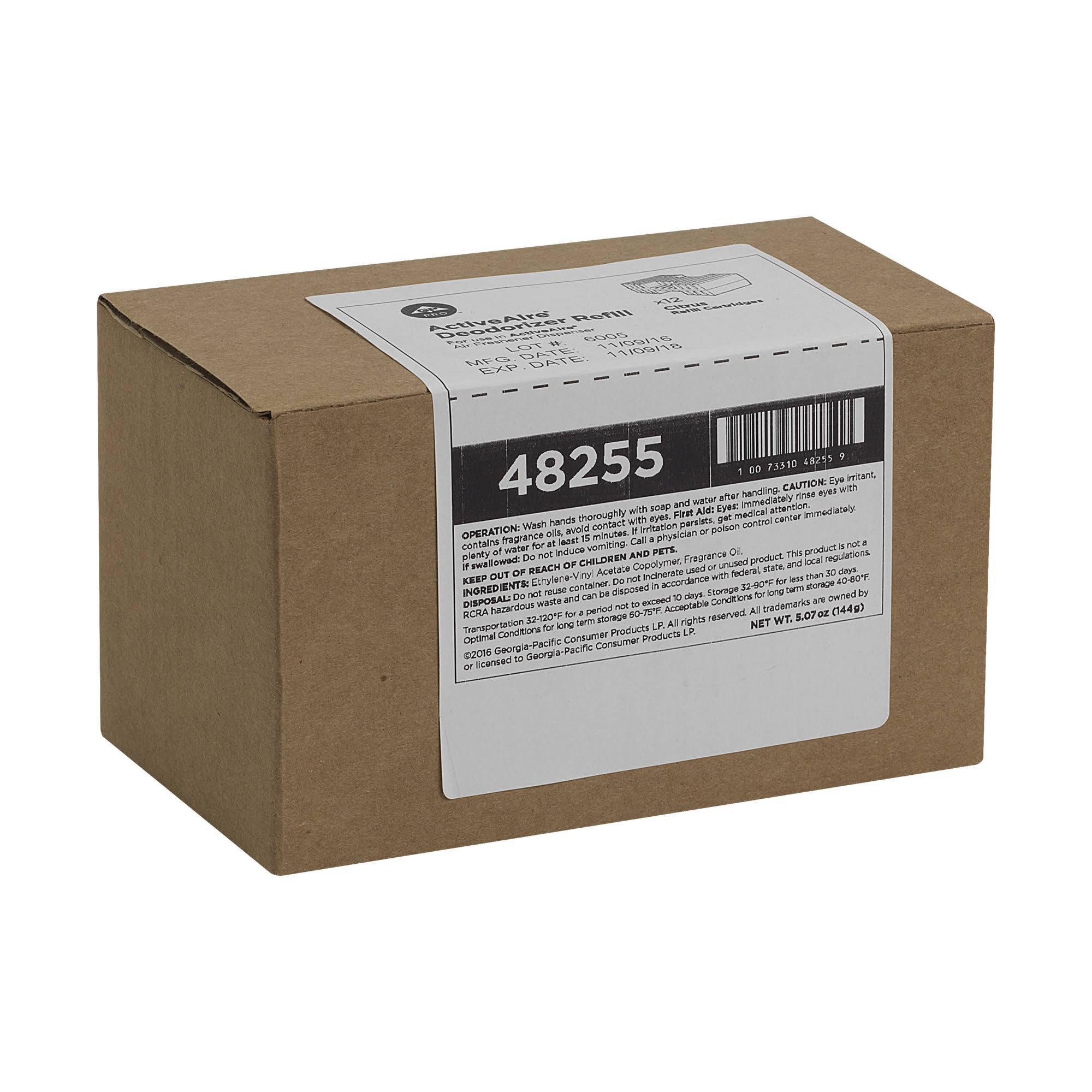 ActiveAire Automated Freshener Dispenser Refill, Citrus, 12/Carton